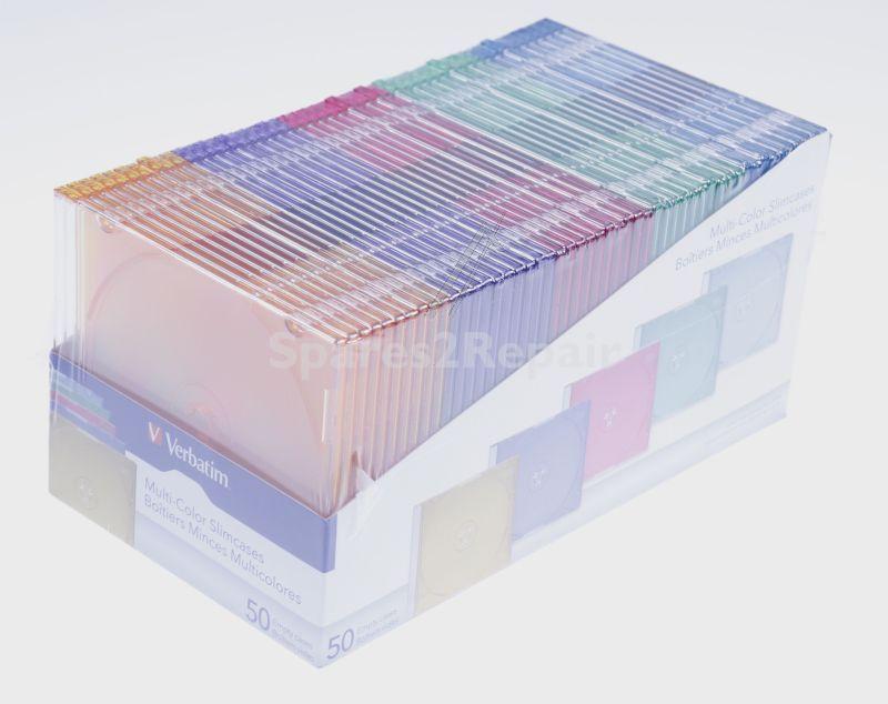 Verbatim Cd-organiser - Slim Cd-dvd Jewel Case 50 Pack Multi Colour - 49973