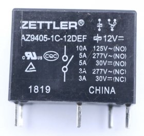 Zettler Pcb Relay To 12v - 12vdc 10a-277vac Relay, 1 Changeover