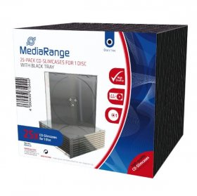 Mediarange Cd-organiser - Box32-25 Mediarange 25-pack Cd Slim Cases For 1 Disc With Black Tray
