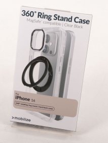 Mobilize Leather Bag Gsm - 81630 Mobilize Magsafe Compatible 360° Rotatable Ring Stand Case Apple Iphone 16 Clear-black