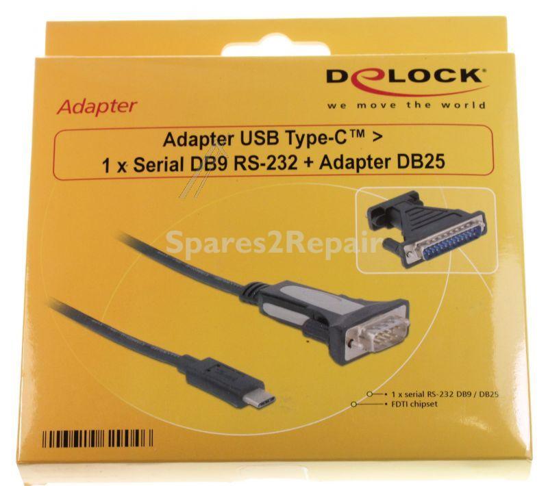 Delock Usb-connector - Adapter Usb Type-c > 1 X Seriell Db9 Rs-232 + Adapter Db25