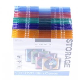 Vivanco Cd-organiser - Cd Slim 25 Cd Slim Case FÜr Eine Cd, 25er Pack, 5 Farben Sortiert