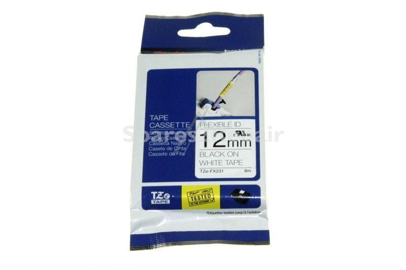 Brother Colour Cartridge - Tze-fx231 Tape Cassette Black On White 12mm 8m