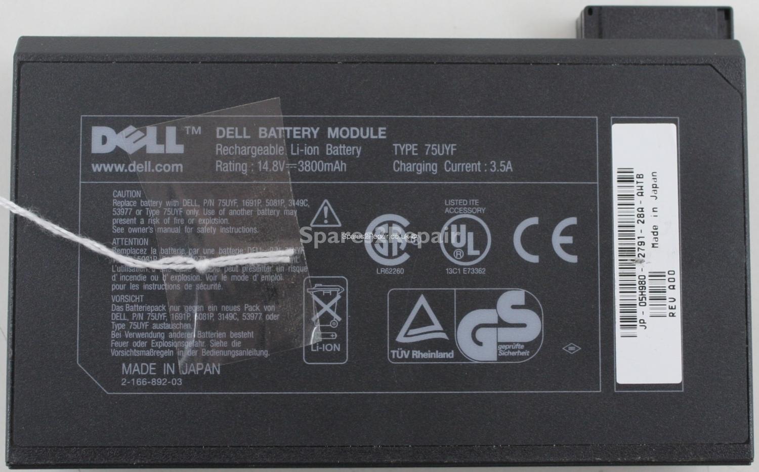 Dell Latitude C510-C610 - Battery - 75UYF - 3800mAh - 14.8V - Li-ion