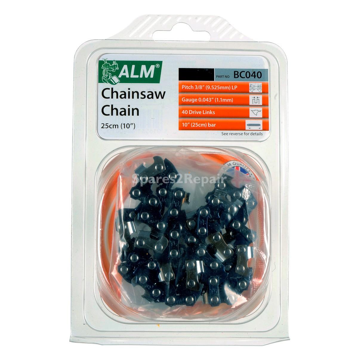 Universal Multi-Model Fitting ‘BC040’ 25cm, 10”, 40 Drive Link Type Chainsaw Chain Blade (3/8” Pitch, 0.043” Gauge)