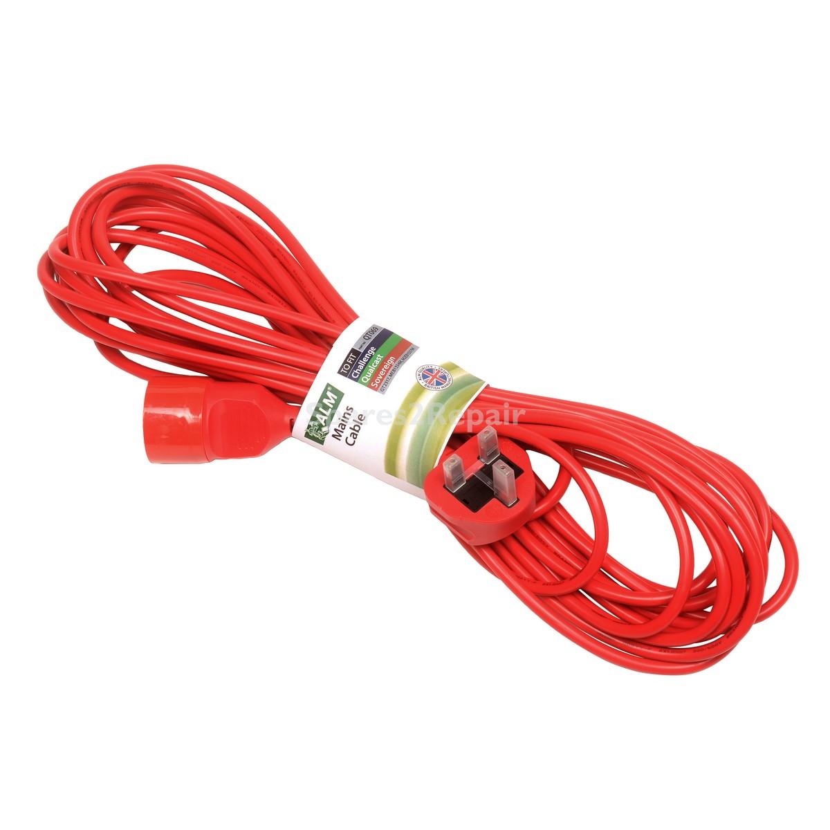 Compatible for Challenge, McGregor, Qualcast, Ryno, Sovereign, Spear & Jackson, Yat Replacement Mains Power Cable (10M) (QT069)