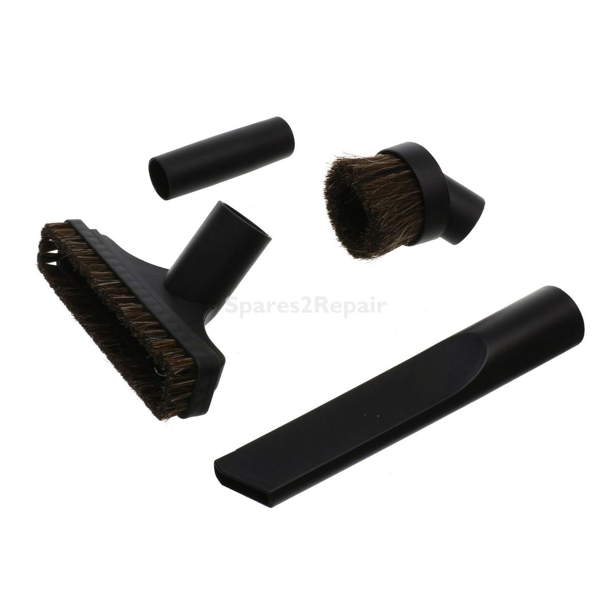 Compatible for Numatic BAS, RSV, NVP, NRV, NVQ, HEN Series Vacuum Cleaner Black Plastic All Purpose Brush with Removable Horsehair Brush Strip, Crevice Tool, Horsehair Round Dusting Brush Tool & Adapter Tube Accessory Kit (32mm)